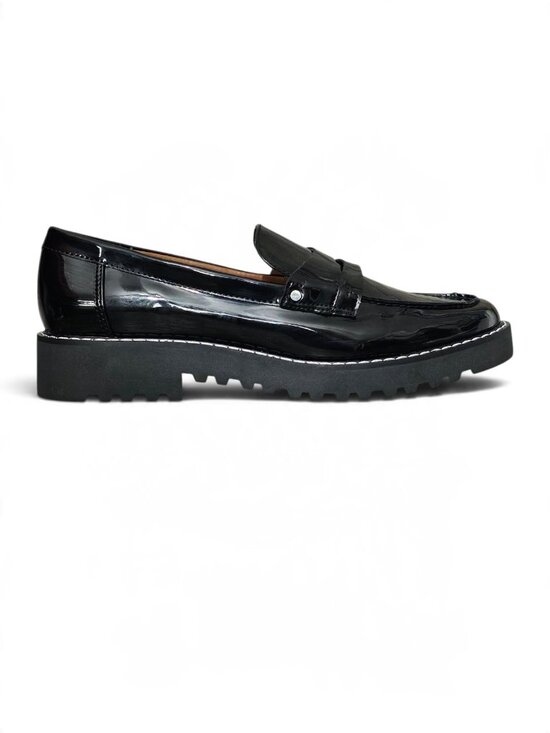 Franco Sarto Shoes - Franco Sarto Cassandra New Black Patent Platform Lug Sole Penny Loafers Size 8M